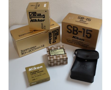 Nikon 50mm F1.4 AIS lens - boxed, Nikon 80-200mm AIS zoom lens - boxed, Nikon SB15 Speedlight flash unit with pouch - boxed, 