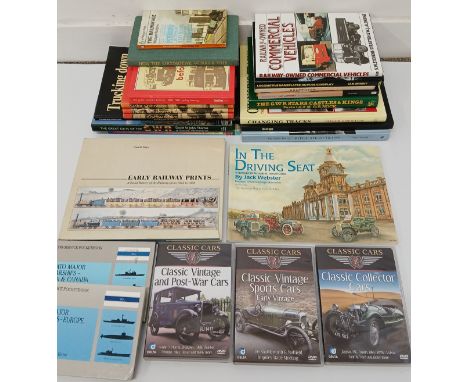Selection of books on railways / transport &amp; 3 classic cars dvds