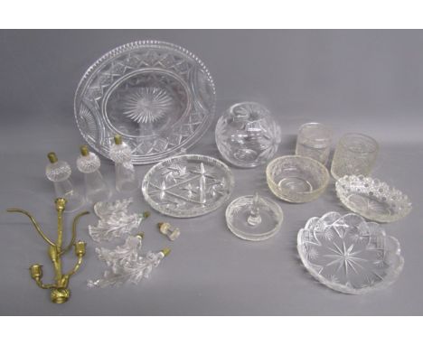 Epergne pieces, crystal bowl vase, glass trays, pots, ring holder etc