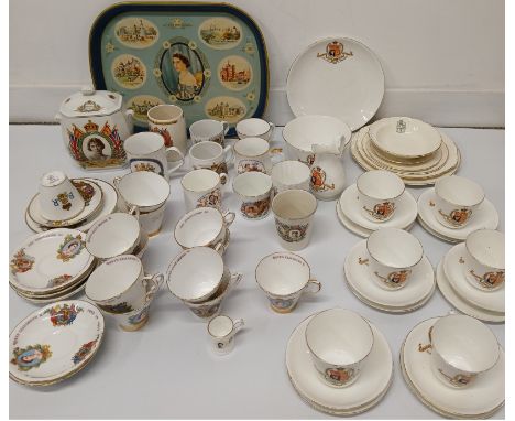 Selection of commemorative tea ware including Ringtons Royal Souvenir casket, Edward VII 1902 Coronation 21 piece set, tablew