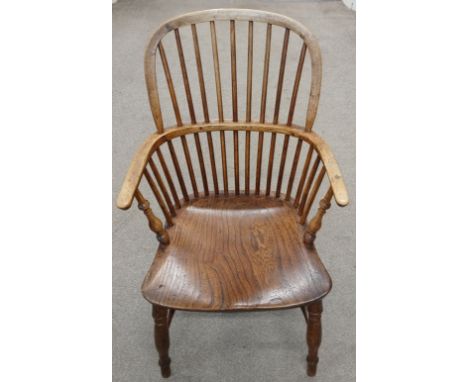 19th century stick back Windsor chair stamped N Allen, Boston, with H frame stretcher