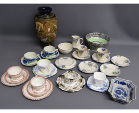 Japanese Satsuma decorated vase, Lucien Boullemien footed bowl, collection of cups and saucers includes Florence 378682, Empi