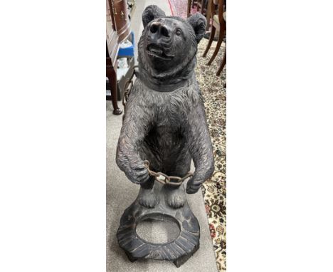 Black Forest style bear stick stand (possibly resin) Ht 93cm