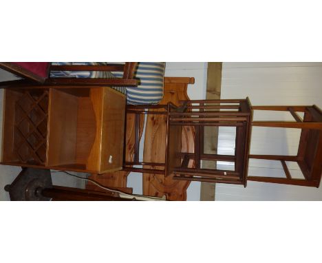 G Plan style coffee table, 2 nests of tables, occasional table, selection of painted chairs, storage units, bed heads, standa