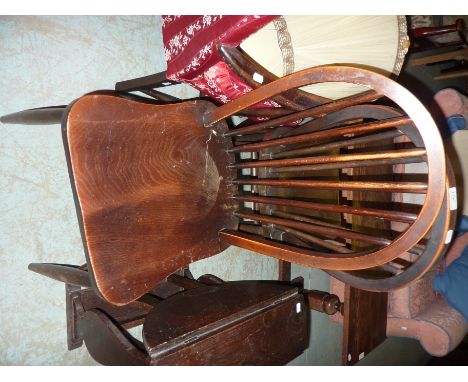 Pair of stick back chairs and an armchair