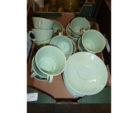 Selection of Woods Ware 'Beryl tea' cups and saucers