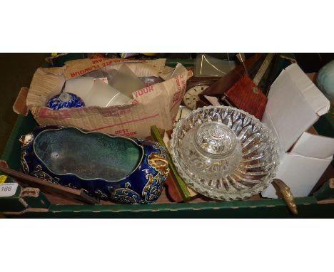Royal Doulton style planter a/f, metronome, selection of small clocks etc
