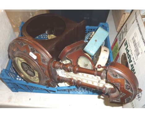 Selection of clocks, clock cases, barometer etc