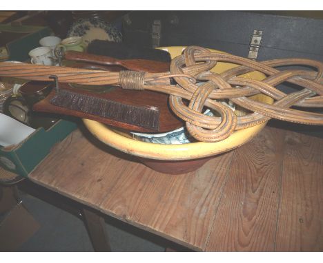 Bread bowl, carpet beater, chamber pot etc