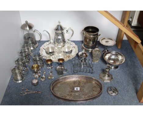 A silver-plated three-piece coffee service; &amp; various other items of plated ware. 