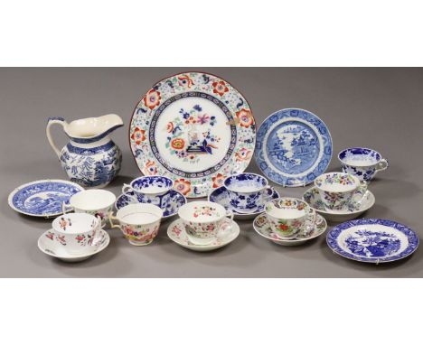 A collection of various 19th century teacups &amp; saucers, etc.