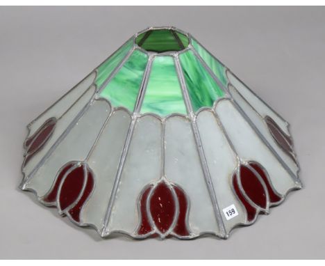 A&nbsp;stained glass &amp; leaded standard lamp shade, 57.5cm wide x 28cm high.