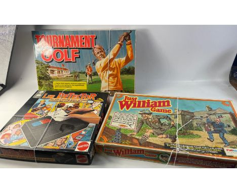 Three vintage boxed games to include JUST WILLIAM, TOURNAMENT GOLF and LIE DETECTORApprox 3 pieces