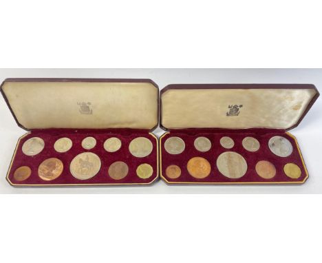 Royal Mint 1953 Cased CORONATION Coin Sets in cases x 2.  Light toning, minor wear to boxes.Approx 2 pieces