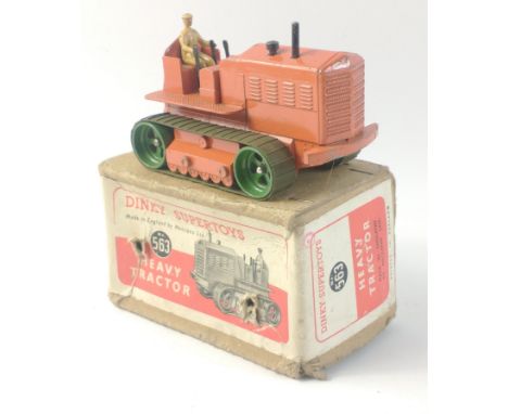 DINKY SUPERTOYS No. 563 Heavy Tractor.  Orange body supplied in first early version box. Minor paint loss, otherwise in very 