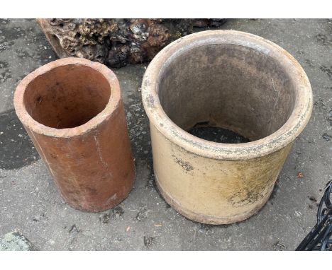 VINTAGE - Two clay CHIMNEY POTS / one large and one smaller - would make ideal garden plantersApprox 2 pieces