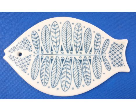 A Norwegian PORSGRUND blue and white ceramic plaque (2359-2013) 20cm long and 13cm wide approxApprox 1 pieces