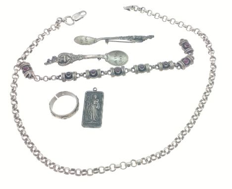 A chain stamped 925, length 46cm weight 38.7g approx plus a St Christopher pendant (2cm long) hallmarked Sheffield 1981, weig