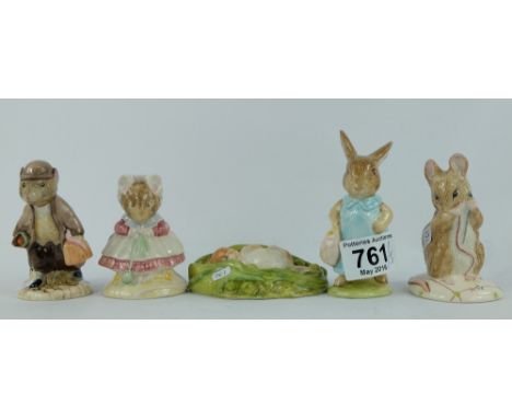 A collection of Royal Albert Beatrix Potter figures to include Mrs Flopsy Bunny, Timmy Willie Sleeping, No more twist, The ol