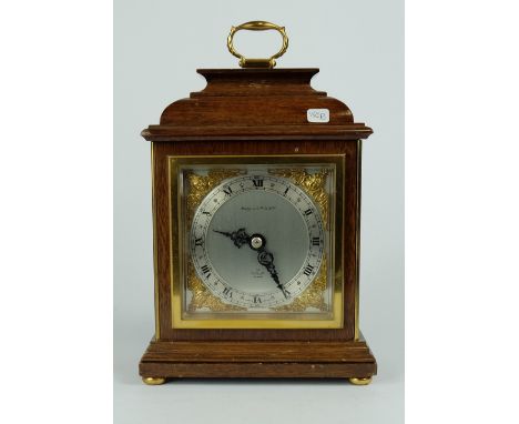 Mahogany cased Elliott mantle clock with Mapin and Webb limited edition logo to face 