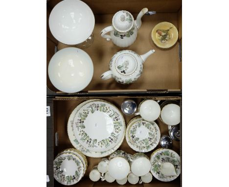 A collection of Royal Worcester Lavinia dinnerware to include tea and coffee sets including pots together with two hand blown