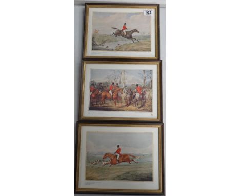 3 framed prints of hunting scenes (3)