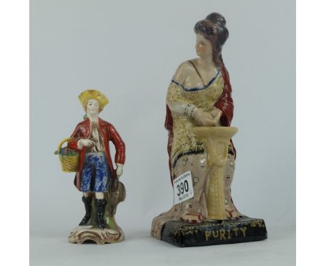 A Reproduction Staffordshire Figure Purity and a Small Unmarked Goebel Figure (2) 