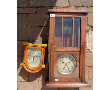 Oak wall clock with similar mantle clock 