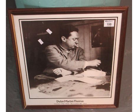 Print from a photograph entitled 'Dylan Marlais Thomas, October 27th 1914, November 9th 1953'. 35 x 35cm approx Framed.(B.P. 