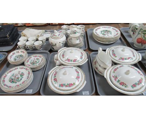Six trays of Astbury Royal Albert Works Staffordshire 'Indian Tree' pattern tea and dinner ware to include 6 each of dinner p
