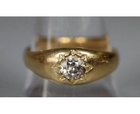 22ct gold diamond solitaire ring.  Ring size R.  Approx weight 7.7 grams.(B.P. 21% + VAT) 