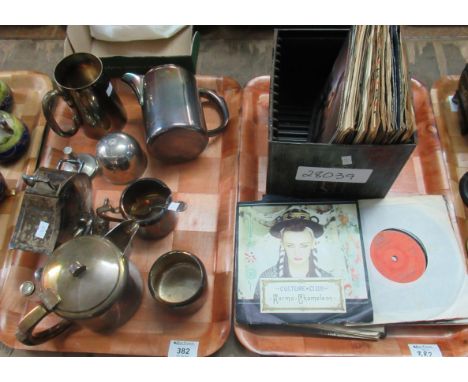 An eclectic collection containing: Elkington plate bachelor set, Art Deco period coffee pot, tea pot sugar basin and milk jug