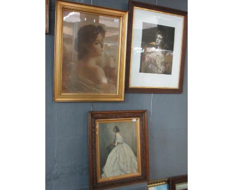 Three portrait prints of young women including after Maurice Randall and two others. 68 x 50cm approx. Framed. (3)(B.P. 21% +