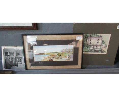 After A Williams, The Boathouse, Laugharne, print from an ink sketch, unframed. Together with a small coloured furnishing pri