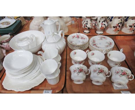 Tray of Royal Albert 'Lavender Rose' part teaware: six tea cups, saucers and tea plates. Shelley white fine bone china tea an