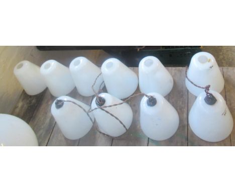 Collection of matching white opaline glass conical light shades, 16cm high approx. (10)(B.P. 21% + VAT) 