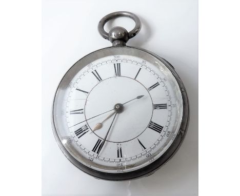 A silver-cased pocket watch with stop-watch mechanism, hallmarked Chester 1902Condition Report: The watch does not appear to 