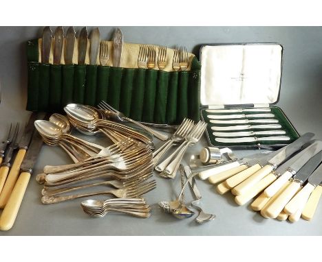 A selection of mostly early to mid-20th century silver-plated flatware and cutlery; to include various sized and shaped knive