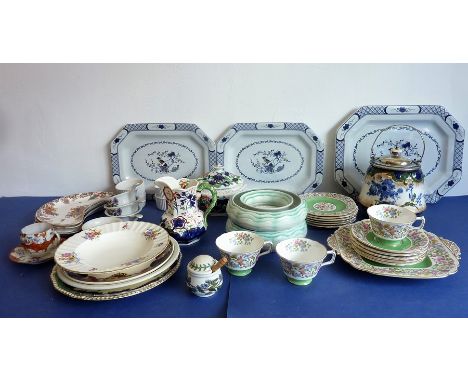 Late 19th and early 20th century ceramics to include: a two-handled boat-shaped sugar, a Mason's Ironstone style jug with ser