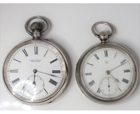 Two silver-cased gentleman's&nbsp;pocket watches for repair, both with&nbsp;white-enamel dials and subsidiary seconds dials, 