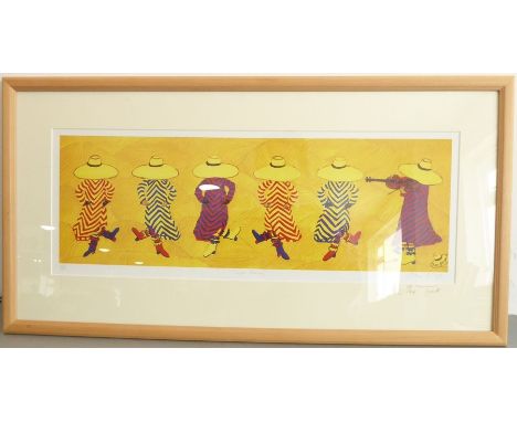 Irene GEORGE (TYACK) - a limited edition (140 of 500) colour print, 'Line Dancing'; signed lower right,&nbsp;framed and glaze