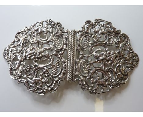 A late 19th century hallmarked silver nurse's buckle by William Hutton, assay marks for London 1894 (total width (buckle clos