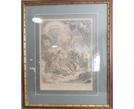 An early 19th century monochrome engraving, 'The Death of Admiral Lord Nelson in the Moment of Victory!'; published 1805 by H