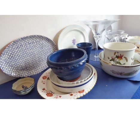 Kitchen-style ceramics and&nbsp;glassware: to include Botanic Garden, platters by Royal Crown Derby and Royal Worcester, two 