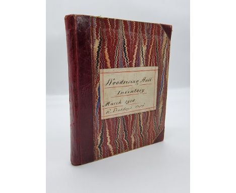 WOODRISING HALL INVENTORY:&nbsp;manuscript inventory of contents for Woodrising Hall, dated March 1900, 'R Baldry's copy': ap