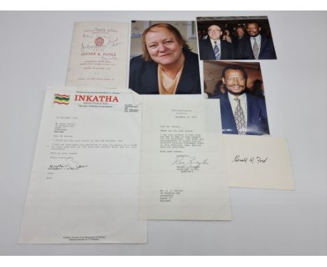 Autographs: a small quantity of political autographs to include: Gerald R Ford; Harold Wilson; Mo Mowlam. 