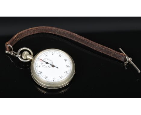 An early 20th century Military chronograph pocket stopwatch. With enamel dial and subsidiary 30 minute recorder. Broad arrow 