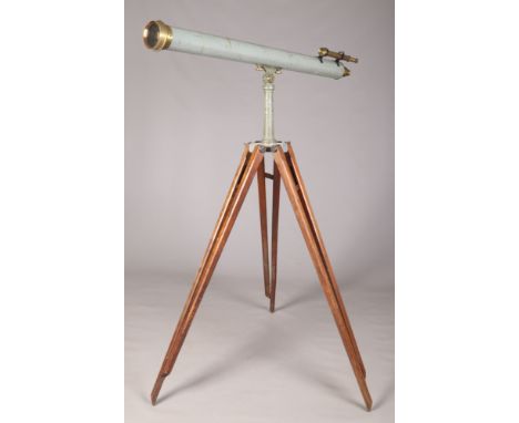 A 4" astronomical telescope, makers James Lancaster &amp; Son, Birmingham. With sighting scope and tripod stand, main barrel 