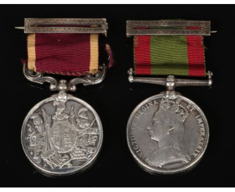 Two Victorian campaign medals; Afghanistan 1878-79-80 to Crp E. Harbe R. H. and For Long Service and Good Conduct to By Sgt M