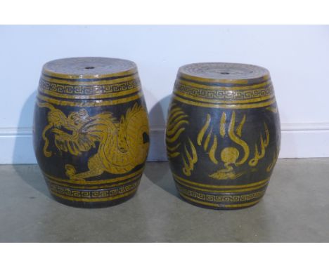 Two Chinese barrels from ceramic garden seats 
